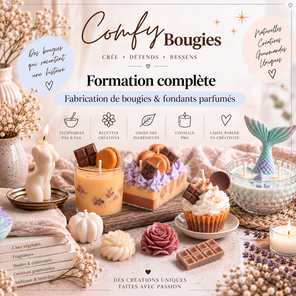 COMFY BOUGIES | Formation création de Bougies artisanales et fondants parfumés [en vidéos]